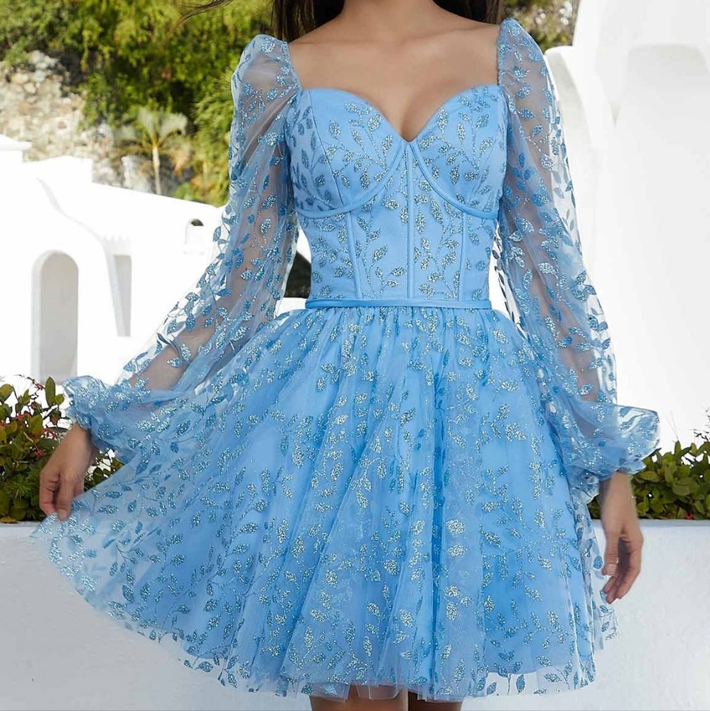 Morilee by Madeline Gardner Damas Formal Dress Blue Size 6 prom/homecoming